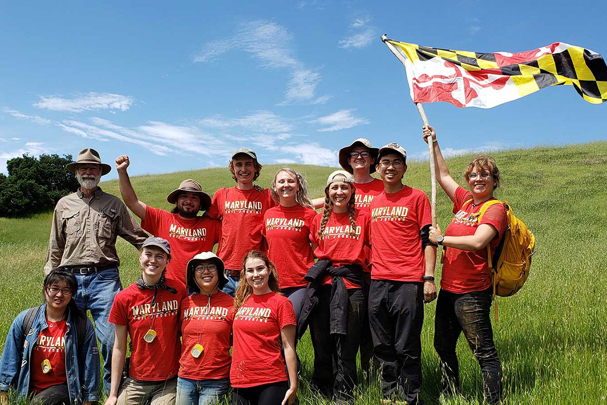 Students in a field